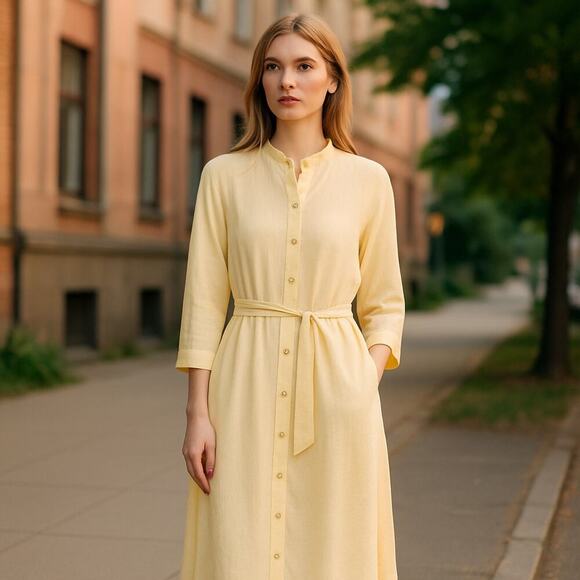 Vince Button-down Long Sleeve Midi Shirt Dress Size L NWT - Picture 2 of 15